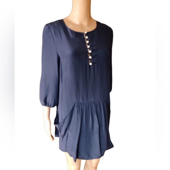 Marni Indigo Blue Silk Swing Tunic Dress Size 4 - Picture 2 of 8